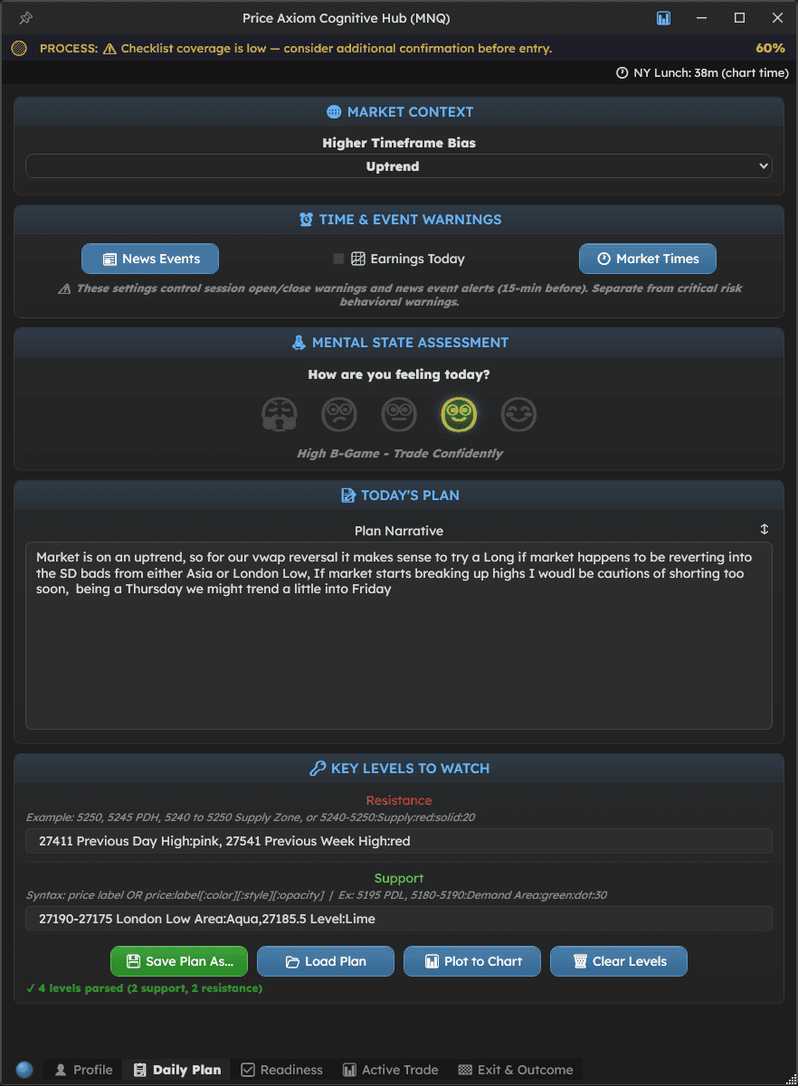 Daily Plan interface