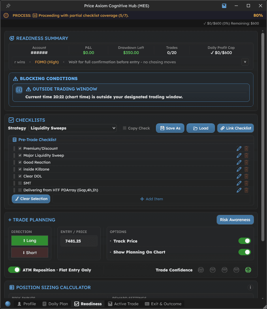 Pre-Trade Readiness interface