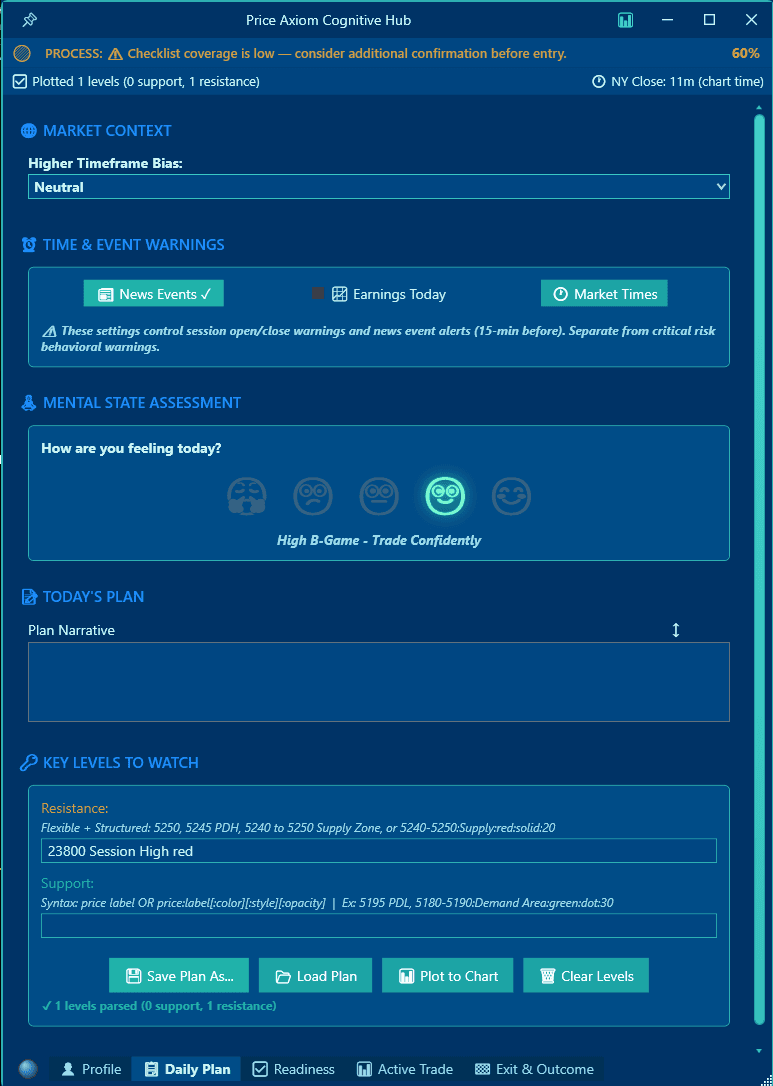 Daily Plan interface